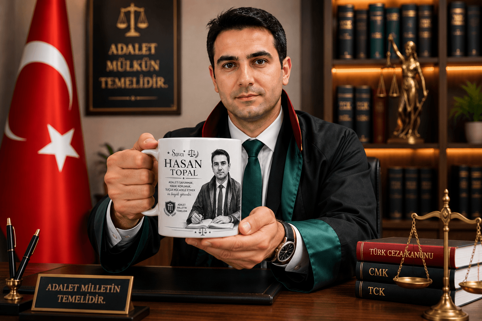 Kişiye Özel Karakalem Savcı Kupa Bardak – Adaletin Temsilcilerine Özel Prestijli Hediye