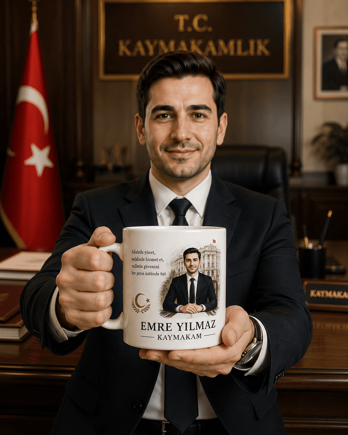 Kişiye Özel Kaymakam Renkli Fotoğraflı Kupa Bardak – İsimli Meslek Hediyesi