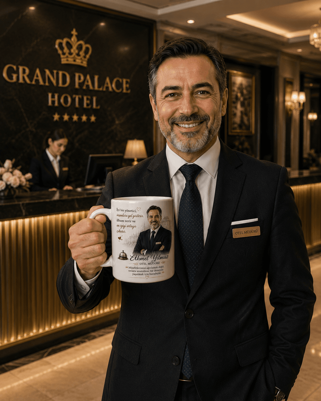 Kişiye Özel Otel Müdürü Kupa Bardak – Gerçek Renkli Fotoğraflı Prestijli Meslek Hediyesi