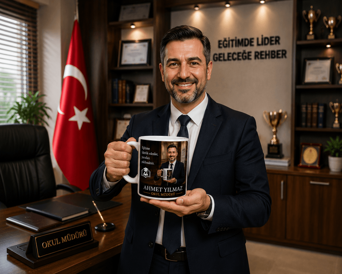 Kişiye Özel Renkli Okul Müdürü Kupa Bardak – İsimli Meslek Hediyesi